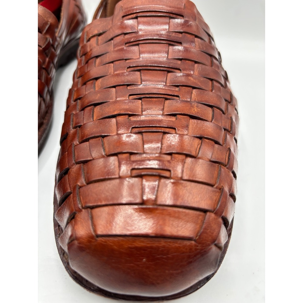Nordstrom Handwoven Men's Brown Leather Huarache Woven Sandals Shoes Size 13 - Picture 8 of 16
